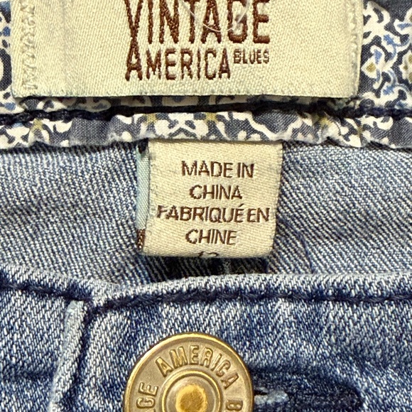 Vintage America Light Blue Jeans with Red Floral Embroidery - Picture 11 of 15